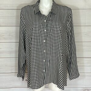 NWT J. Jill Black & White Checked Tunic Top Size 4X